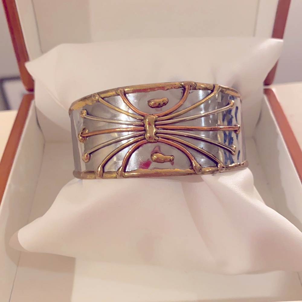 Handmade ornate ethnic inspired cuff.